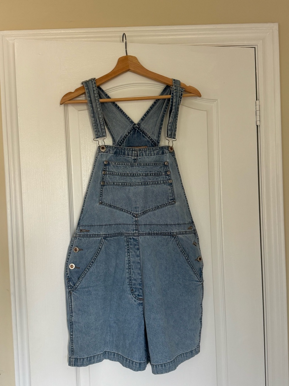 Women’s Denim Short Overalls - Light Blue